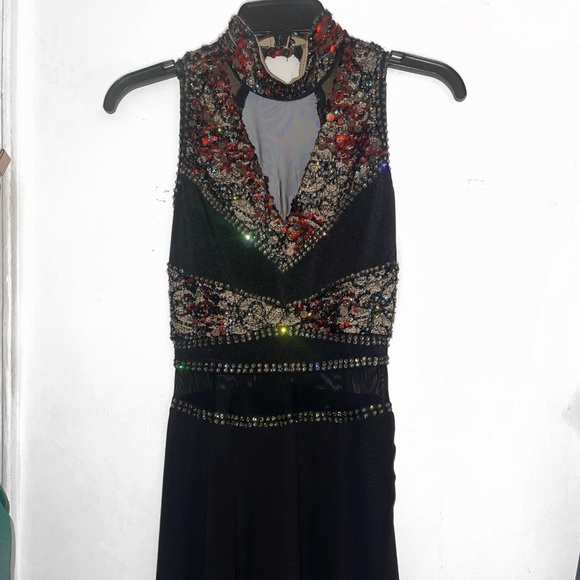 Dresses & Skirts - custom made black floor length prom dress with leg slit